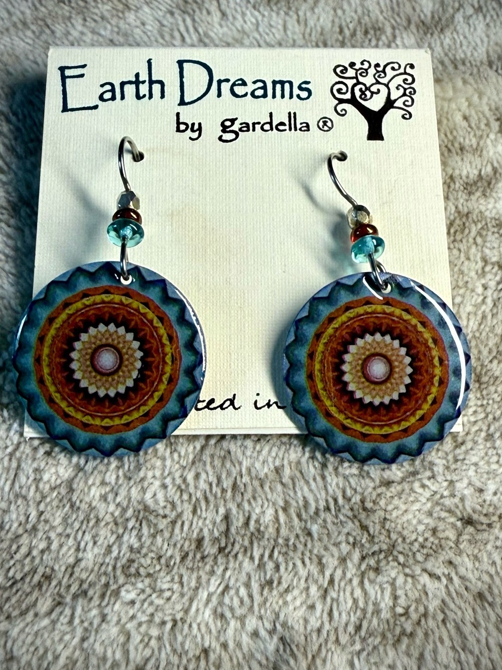 Turquoise & Gold Mandala Earrings
